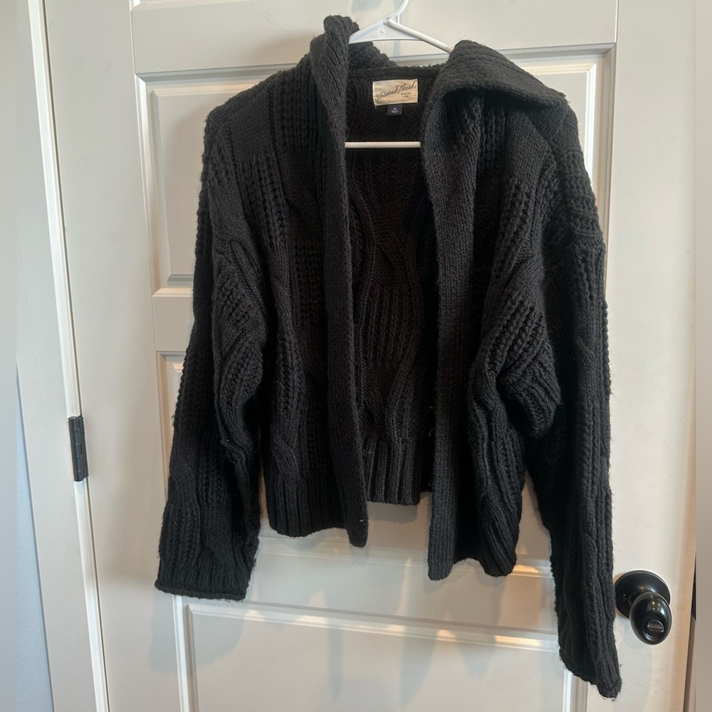 Universal Thread Cable Knit Cropped Open Cardigan… - image 1